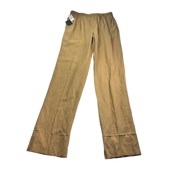 Polo Ralph Lauren Mens Linen Silk Blend Tan Trousers Size 34 Unhemmed New - Picture 1 of 9